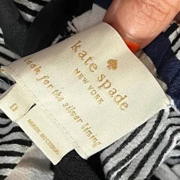 Kate Spade Sleeveless Bay Stripe Tie Back Black Pink Fit & Flare Dress Size 0 - Picture 3 of 12